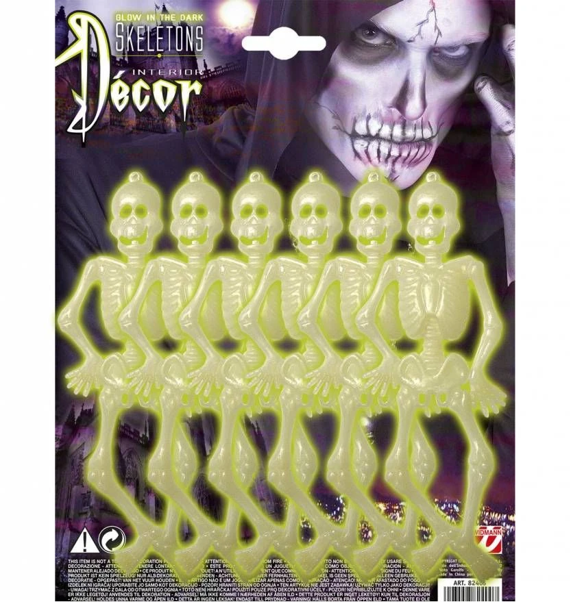 6 Lichtgevende Skeletten 15 Cm Voor Halloween 2 6 Lichtgevende Skeletten 15 Cm Voor Halloween - Afbeelding 2