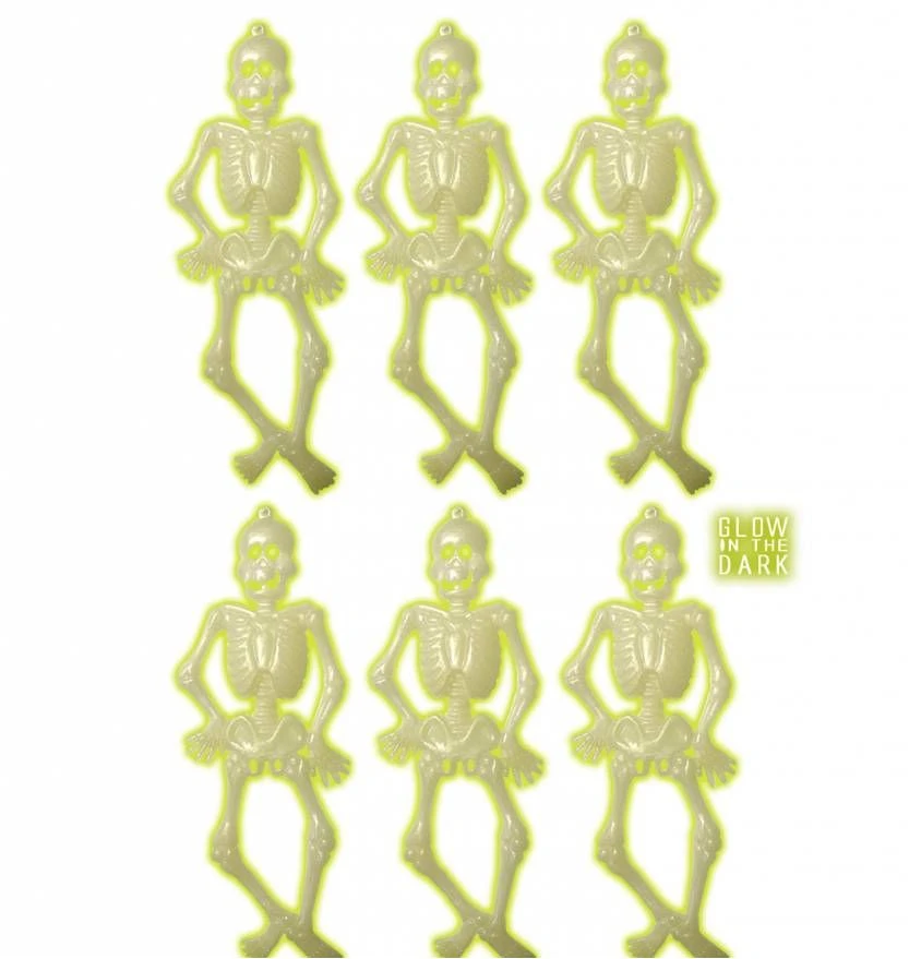 6 Lichtgevende Skeletten 15 Cm Voor Halloween 1 6 Lichtgevende Skeletten 15 Cm Voor Halloween