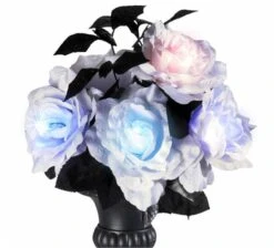 Bloemstuk Met 6 Witte Rozen Met Kleurverlichting -HalloweenkledingVerkoop bloemstuk met 6 witte rozen met kleurverlichting 1