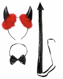 Duivel Set Van Zwarte Vinyl Voor Halloween