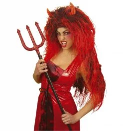 Duivelinnen Pruik Met Lang Vuurrood Haar