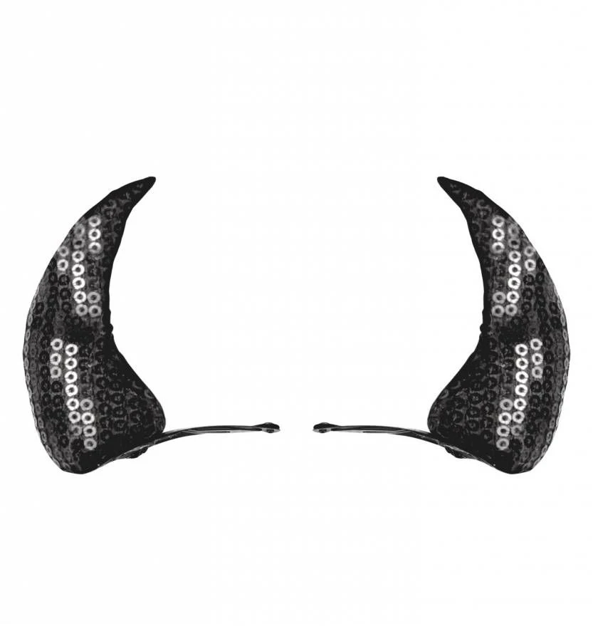 Duivels Haarclips Met Zwarte Pailletten Hoorntjes 1 Duivels Haarclips Met Zwarte Pailletten Hoorntjes