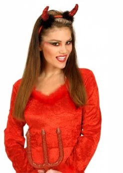 Duivels Hoorntjes Glitter Met Marabou Voor Halloween