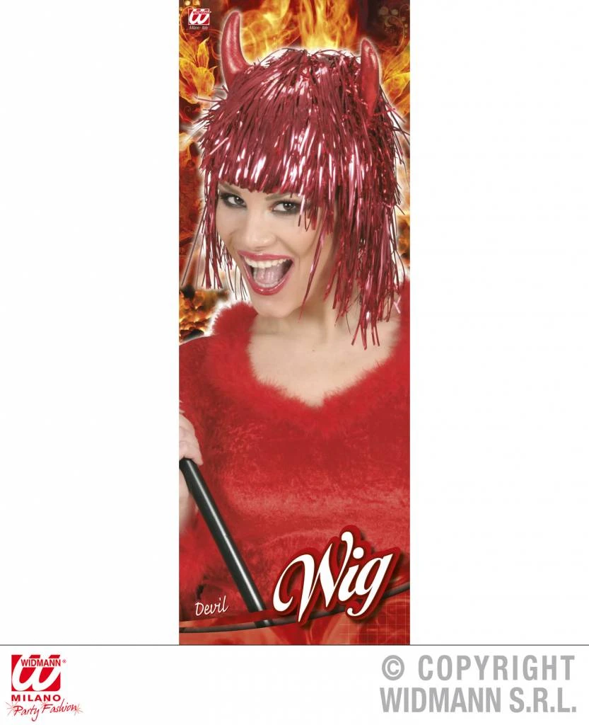 Duivelse Glitterpruik Met Rood Haar 2 Duivelse Glitterpruik Met Rood Haar - Afbeelding 2