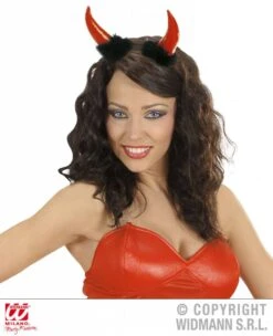 Duivelshoorntjes Met Zwarte Maraboe Voor Halloween -HalloweenkledingVerkoop duivelshoorntjes met zwarte maraboe voor halloween 2