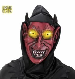 Duivelsmasker Met Kap En Lichtgevende Ogen Voor Halloween