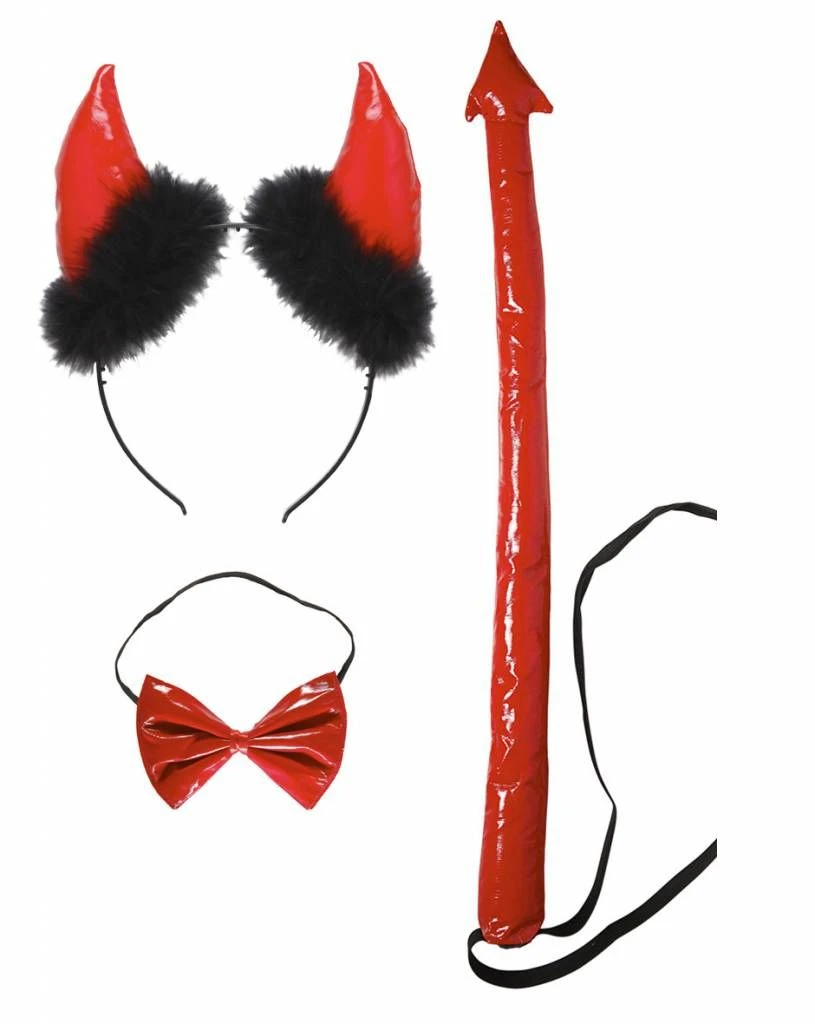 Duivelssetjes Van Rode Vinyl Voor Halloween 2 Duivelssetjes Van Rode Vinyl Voor Halloween - Afbeelding 2