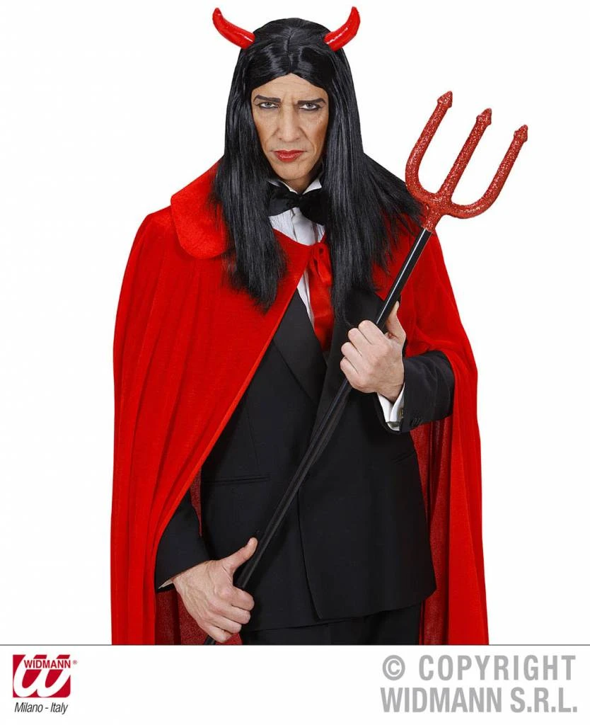 Enge Zwarte Duivelspruiken Met Lang Haar 2 Enge Zwarte Duivelspruiken Met Lang Haar - Afbeelding 2