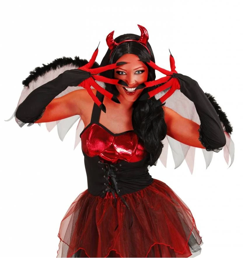 Gemene Rode Duivels Handschoenen Met Zwarte Nagels 2 Gemene Rode Duivels Handschoenen Met Zwarte Nagels - Afbeelding 2