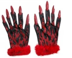 Gevlamde Duivel Handschoenen Voor Halloween