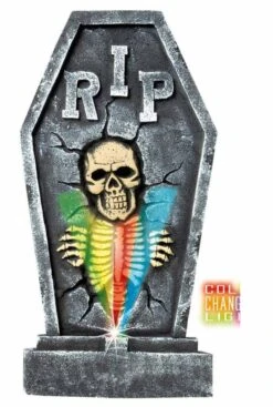 Grafsteen Met Wisselende Kleuren Lichtjes Voor Halloween