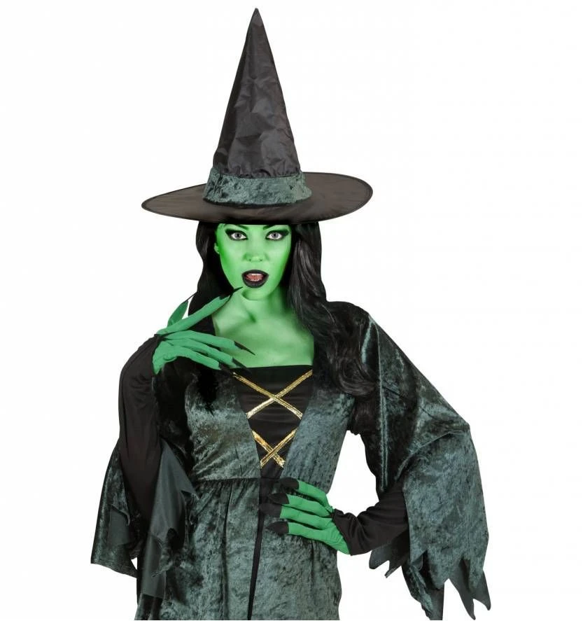 Groene Heksen Handschoenen Met Lange Nagels 2 Groene Heksen Handschoenen Met Lange Nagels - Afbeelding 2