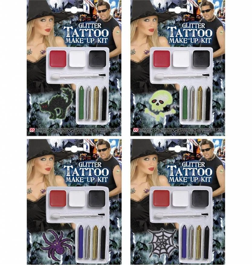 Halloweenaccessoires Glitter Tattoo Make-up Kit 1 Halloweenaccessoires Glitter Tattoo Make-up Kit