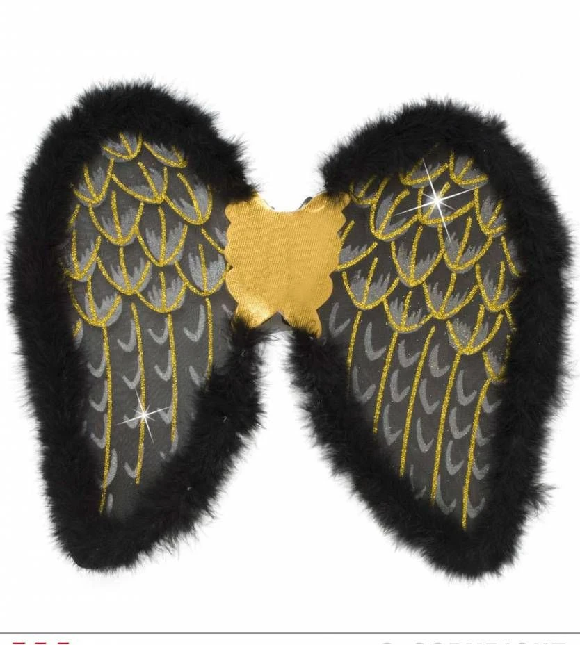 Halloweenaccessoires Glitter Vleugels Zwart Met Marabou 1 Halloweenaccessoires Glitter Vleugels Zwart Met Marabou