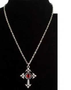 Halloweenaccessoires Gothic Ketting Met Rode Steen