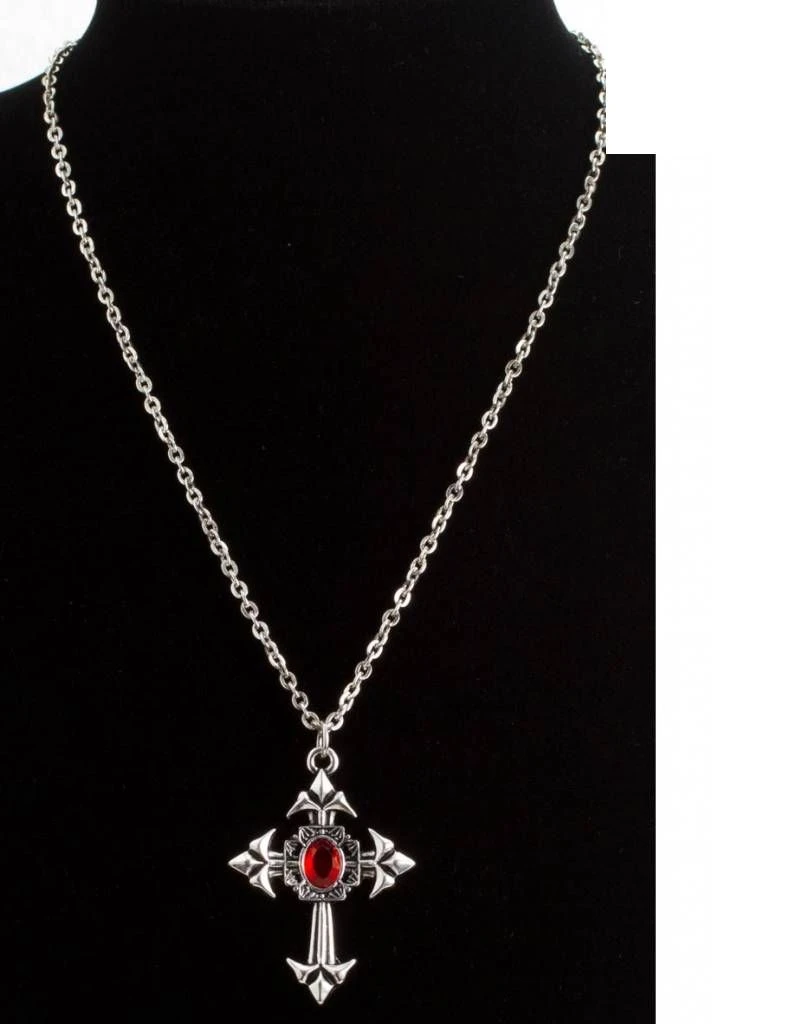 Halloweenaccessoires Gothic Ketting Met Rode Steen 1 Halloweenaccessoires Gothic Ketting Met Rode Steen