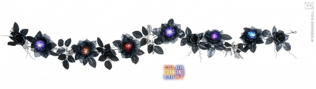 Halloweenaccessoires Guirlande Met Zwarte Rozenschedelsverlichting 180cm 2 Halloweenaccessoires Guirlande Met Zwarte Rozenschedelsverlichting 180cm - Afbeelding 2
