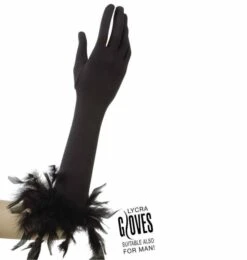 Halloweenaccessoires Handschoenen Met Veren Zwart