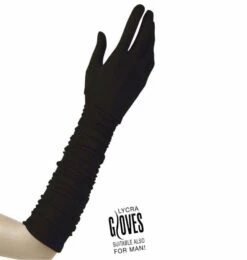 Halloweenaccessoires Handschoenen Plisse Lycra Zwart