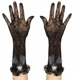 Halloweenaccessoires Handschoenen Spinneweb Met Strass Spin