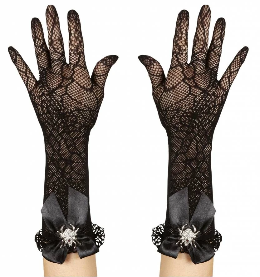 Halloweenaccessoires Handschoenen Spinneweb Met Strass Spin 1 Halloweenaccessoires Handschoenen Spinneweb Met Strass Spin