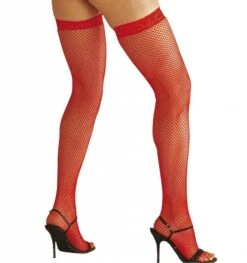 Halloweenaccessoires Hoge Kousen Rood Met Visnet Top