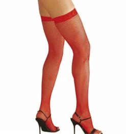 Halloweenaccessoires Hoge Kousen Rood Met Visnet Top -HalloweenkledingVerkoop halloweenaccessoires hoge kousen rood met visnet t 5