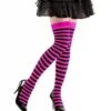 Halloweenaccessoires Kniekousen Rose/zwart Gestreept