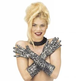 Halloweenaccessoires Lange Handschoenen Bloemmotief