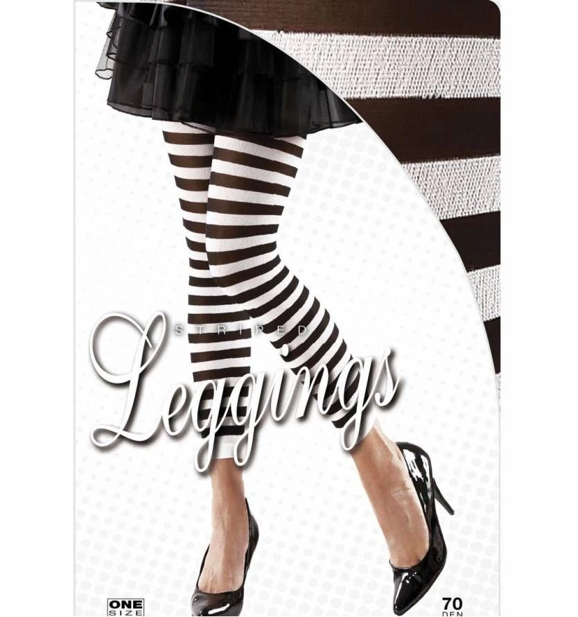 Halloweenaccessoires Leggings Zwart/wit Gestreept 2 Halloweenaccessoires Leggings Zwart/wit Gestreept - Afbeelding 2