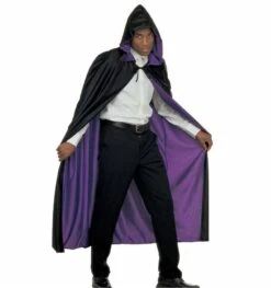 Halloweenaccessoires Luxe Zwart/paarse 2-zijdige Cape