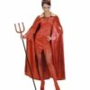 Halloweenaccessoires Metalic Rode Cape Met Gouden Kraag