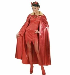 Halloweenaccessoires Metalic Rode Cape Met Gouden Kraag 5 Halloweenaccessoires Metalic Rode Cape Met Gouden Kraag -HalloweenkledingVerkoop halloweenaccessoires metalic rode cape met gouden 2