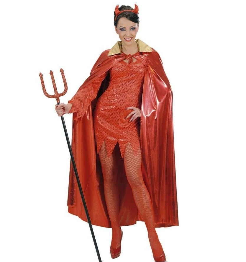 Halloweenaccessoires Metalic Rode Cape Met Gouden Kraag 1 Halloweenaccessoires Metalic Rode Cape Met Gouden Kraag