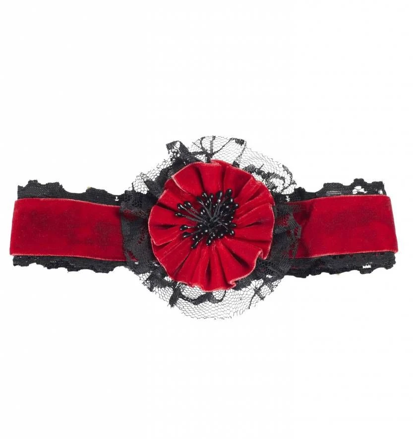 Halloweenaccessoires Nekband Fluweel Rood Met Bloem 1 Halloweenaccessoires Nekband Fluweel Rood Met Bloem