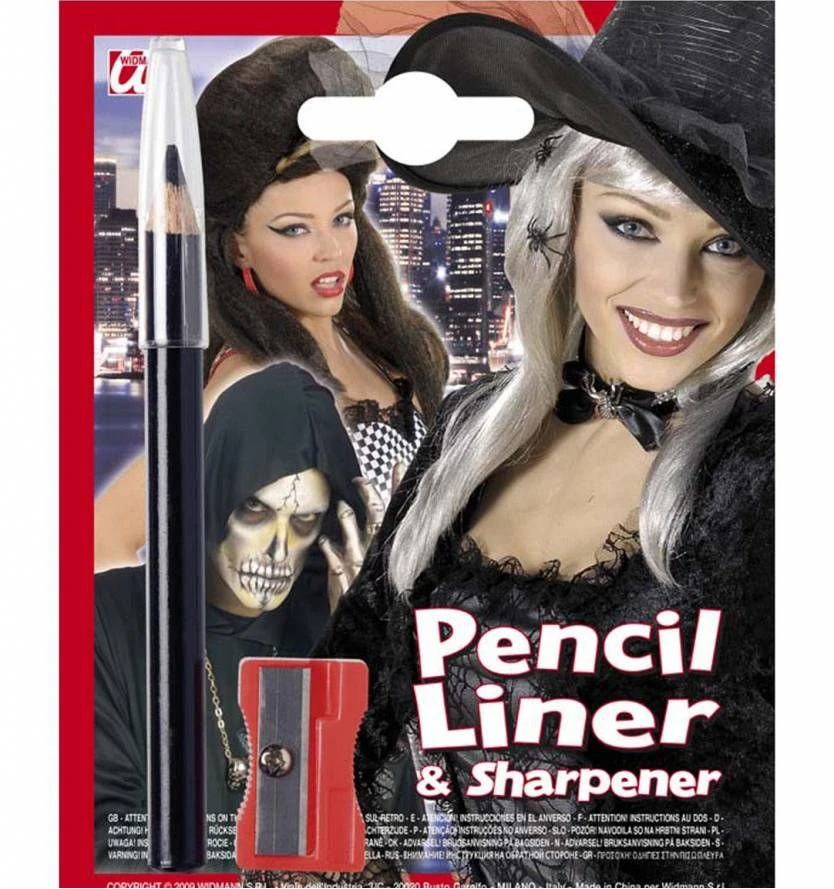 Halloweenaccessoires Oogpotlood Zwart Met Slijper 1 Halloweenaccessoires Oogpotlood Zwart Met Slijper