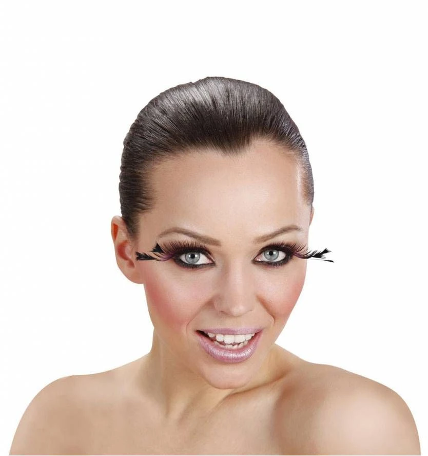 Halloweenaccessoires Oogwimpers Met 3 Veren Aan De Zijkant 2 Halloweenaccessoires Oogwimpers Met 3 Veren Aan De Zijkant - Afbeelding 2