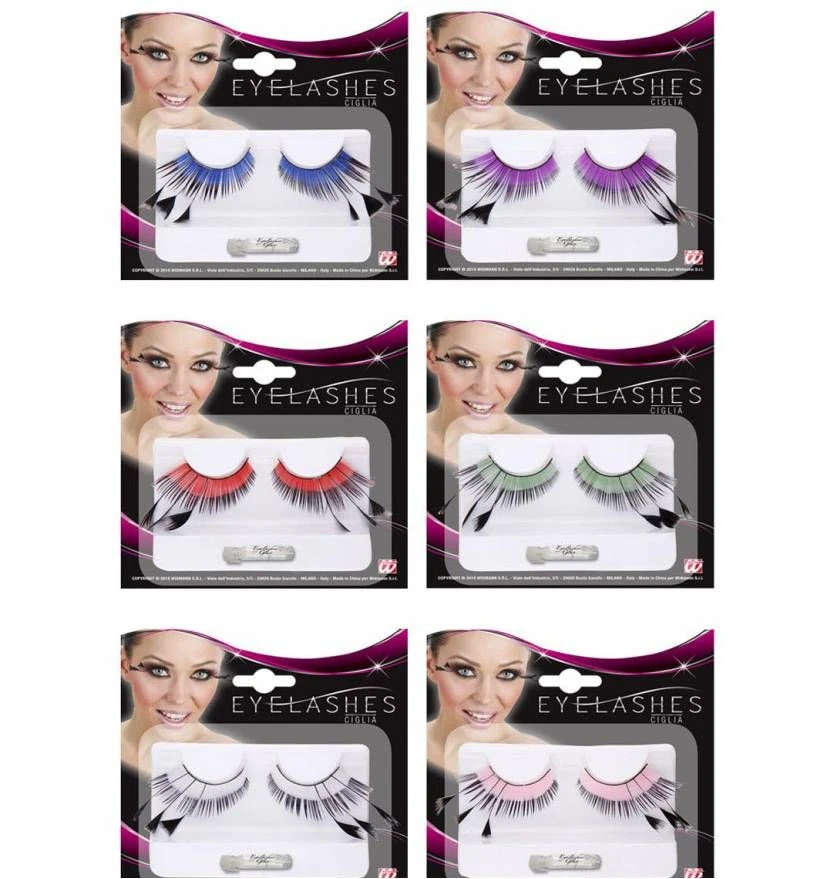 Halloweenaccessoires Oogwimpers Met 3 Veren Aan De Zijkant 3 Halloweenaccessoires Oogwimpers Met 3 Veren Aan De Zijkant - Afbeelding 3
