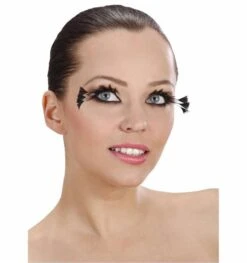 Halloweenaccessoires Oogwimpers Zwart Met 3 Veren Aan De Zijkant