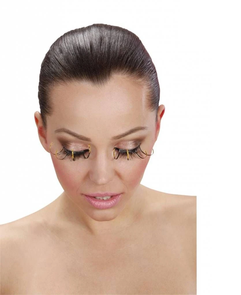 Halloweenaccessoires Oogwimperszwarte Lange Punten En Gouden Puntje 2 Halloweenaccessoires Oogwimperszwarte Lange Punten En Gouden Puntje - Afbeelding 2