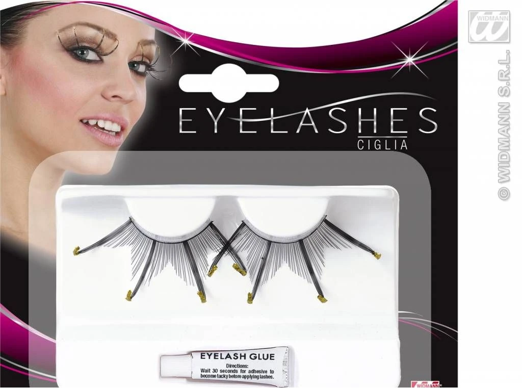 Halloweenaccessoires Oogwimperszwarte Lange Punten En Gouden Puntje 3 Halloweenaccessoires Oogwimperszwarte Lange Punten En Gouden Puntje - Afbeelding 3