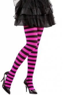 Halloweenaccessoires Panty Zwart/rose Gestreept
