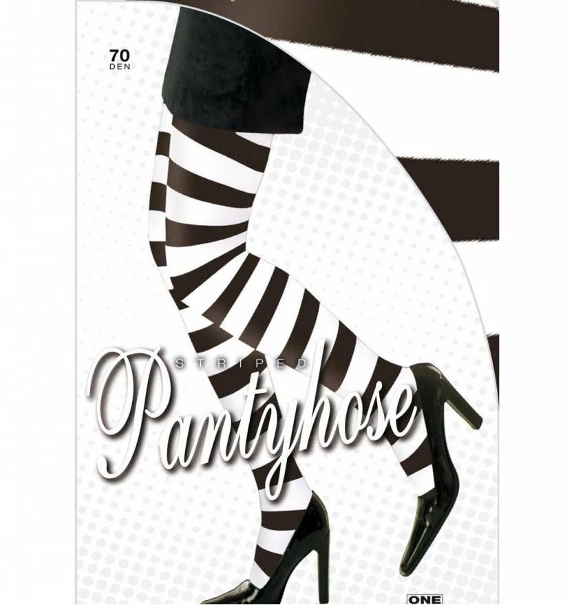 Halloweenaccessoires Panty Zwart/wit Gestreept 2 Halloweenaccessoires Panty Zwart/wit Gestreept - Afbeelding 2