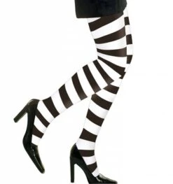 Halloweenaccessoires Panty Zwart/wit Gestreept