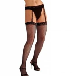 Halloweenaccessoires Pantyzwart Kant Hoge Top Met Kouseband