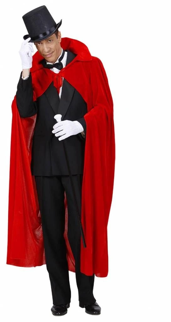 Halloweenaccessoires Rode Cape Fluweel 145cm 2 Halloweenaccessoires Rode Cape Fluweel 145cm - Afbeelding 2