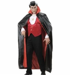 Halloweenaccessoires Satijnen Cape Zwart/rood 158 Cm -HalloweenkledingVerkoop halloweenaccessoires satijnen cape zwart rood 158 3