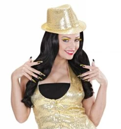Halloweenaccessoires Set Oogwimpers Goud Met 10 Glitternagels