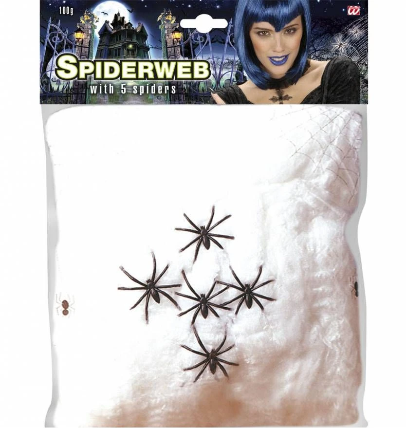 Halloweenaccessoires Spinnenweb 100 Gram Met 5 Spinnen 1 Halloweenaccessoires Spinnenweb 100 Gram Met 5 Spinnen