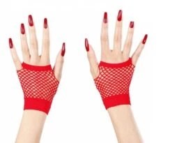 Halloweenaccessoires Vingerloze Nethandschoenen Rood